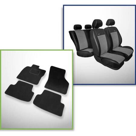 Set: covorașe din velur + huse cusute pe măsură pentru Skoda Octavia III Combi, Liftback (2013-2019) – Premium gri - husă pentru cotieră spate