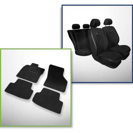 Set: covorașe din velur + huse cusute pe măsură pentru Skoda Octavia III Combi, Liftback (2013-2019) – Premium negru - husă pentru cotieră spate