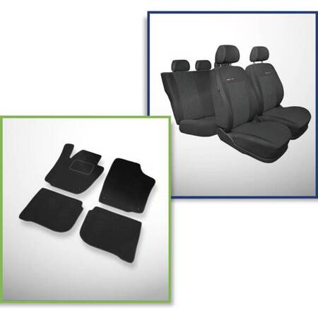 Set: covorașe din velur + huse cusute pe măsură pentru Skoda Rapid Liftback, Spaceback (2012-2019) – Elegance P-1 - fără husă pentru cotiera din spate