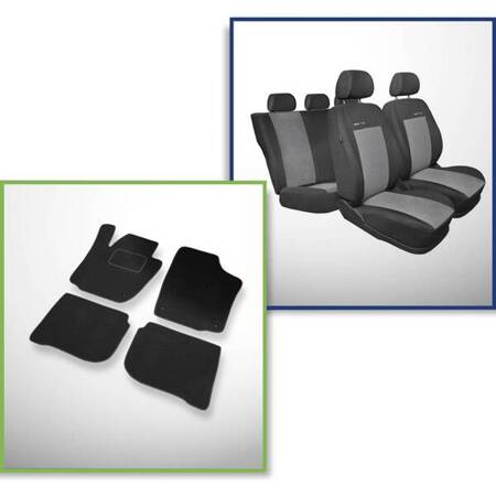 Set: covorașe din velur + huse cusute pe măsură pentru Skoda Rapid Liftback, Spaceback (2012-2019) – Elegance P-2 - fără husă pentru cotiera din spate