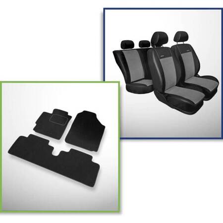 Set: covorașe din velur + huse cusute pe măsură pentru Toyota Yaris III Hatchback (2011-2019) – Premium gri