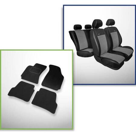 Set: covorașe din velur + huse cusute pe măsură pentru Volkswagen Passat B5, B5 FL Berlină (1996-2005) – Premium gri