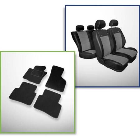 Set: covorașe din velur + huse cusute pe măsură pentru Volkswagen Passat B6 Variant (2005-2010) – Premium gri