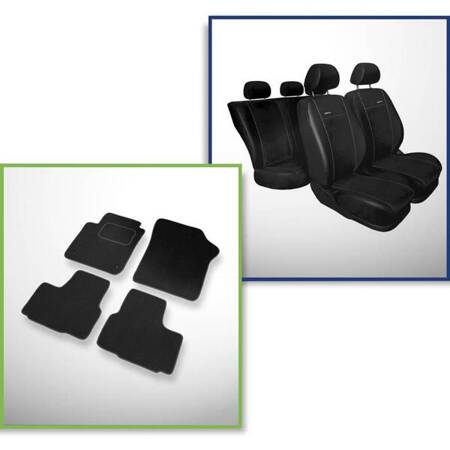 Set: covorașe din velur + huse cusute pe măsură pentru Volkswagen up! Hatchback (2011-....) – Premium negru